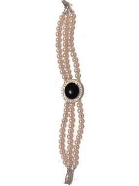 Pearl and Black Bracelet Size 7”